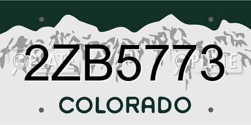 2ZB5773 Colorado License Plate