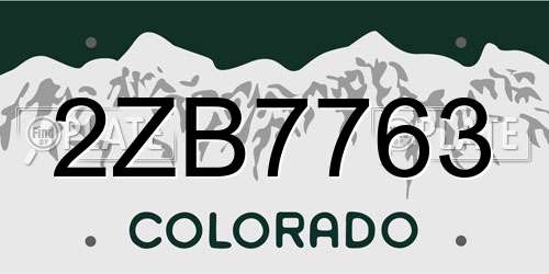 2ZB7763 Colorado License Plate