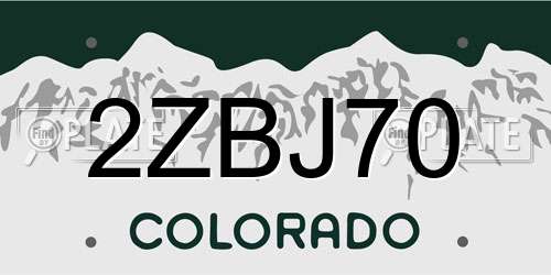 2ZBJ70 Colorado License Plate
