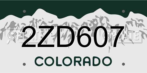 2ZD607 Colorado License Plate