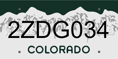 2ZDG034 Colorado License Plate