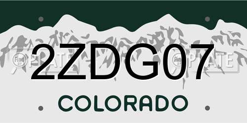 2ZDG07 Colorado License Plate