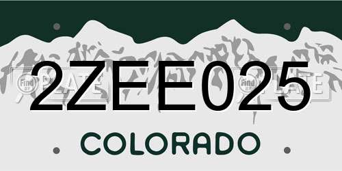 2ZEE025 Colorado License Plate