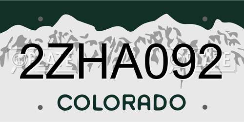 2ZHA092 Colorado License Plate