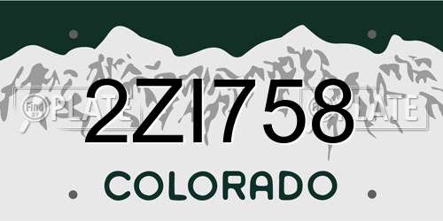 2ZI758 Colorado License Plate