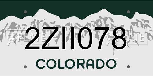 2ZII078 Colorado License Plate