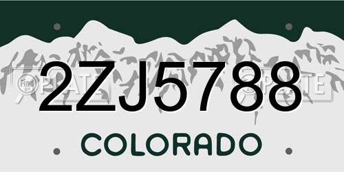 2ZJ5788 Colorado License Plate