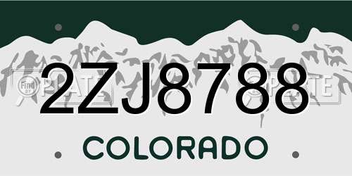 2ZJ8788 Colorado License Plate