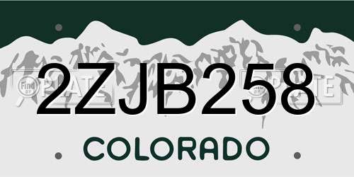 2ZJB258 Colorado License Plate