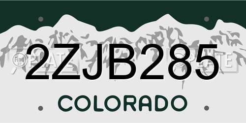 2ZJB285 Colorado License Plate