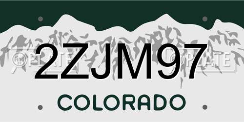 2ZJM97 Colorado License Plate