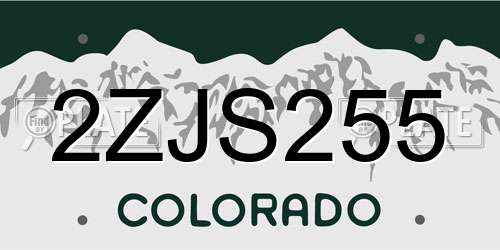 2ZJS255 Colorado License Plate