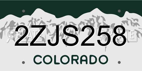 2ZJS258 Colorado License Plate