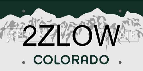2ZLOW Colorado License Plate