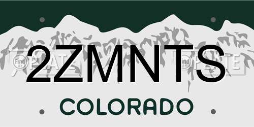 2ZMNTS Colorado License Plate