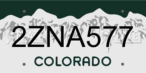 2ZNA577 Colorado License Plate