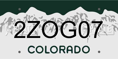 2ZOG07 Colorado License Plate