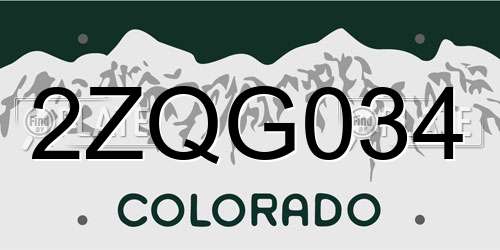 2ZQG034 Colorado License Plate