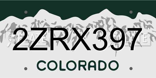 2ZRX397 Colorado License Plate