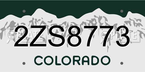 2ZS8773 Colorado License Plate