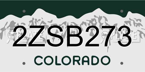 2ZSB273 Colorado License Plate