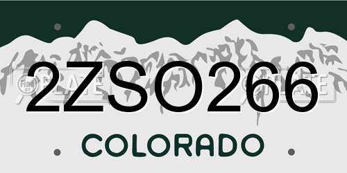 2ZSO266 Colorado License Plate