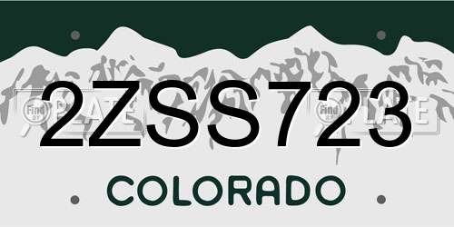 2ZSS723 Colorado License Plate
