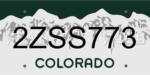 2ZSS773 Colorado License Plate