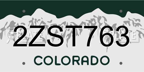 2ZST763 Colorado License Plate