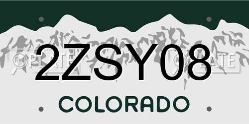 2ZSY08 Colorado License Plate