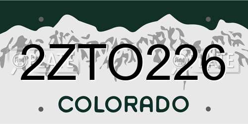 2ZTO226 Colorado License Plate