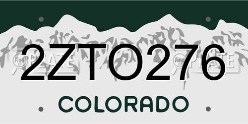 2ZTO276 Colorado License Plate