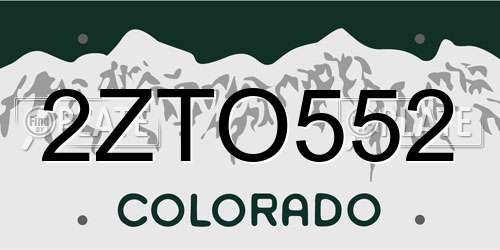 2ZTO552 Colorado License Plate