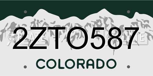 2ZTO587 Colorado License Plate