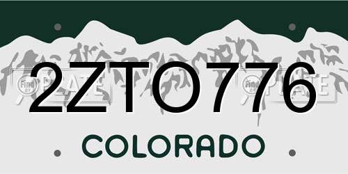 2ZTO776 Colorado License Plate