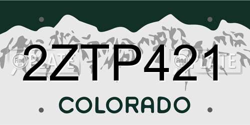 2ZTP421 Colorado License Plate
