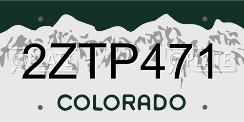 2ZTP471 Colorado License Plate