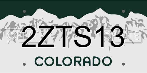 2ZTS13 Colorado License Plate