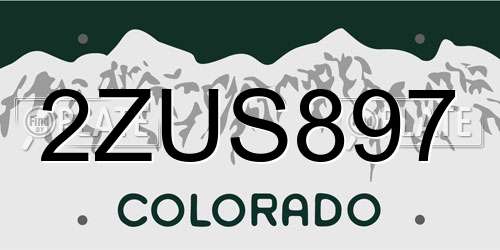 2ZUS897 Colorado License Plate