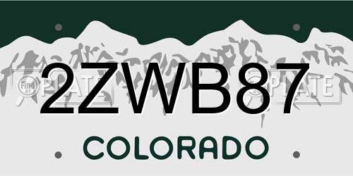 2ZWB87 Colorado License Plate