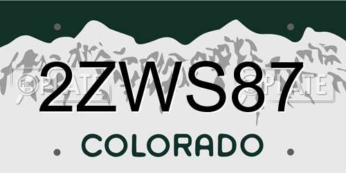 2ZWS87 Colorado License Plate