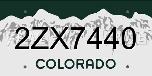 2ZX7440 Colorado License Plate