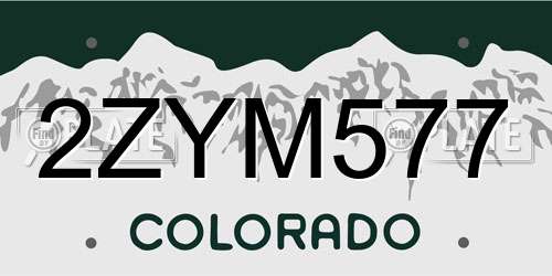 2ZYM577 Colorado License Plate