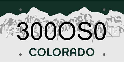 300OS0 Colorado License Plate