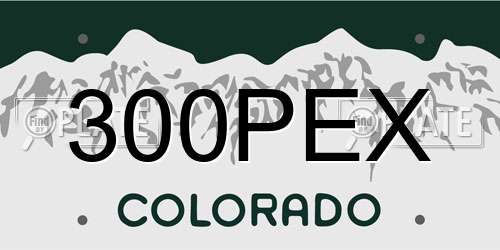 300PEX Colorado License Plate