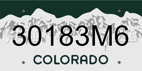 30183M6 Colorado License Plate
