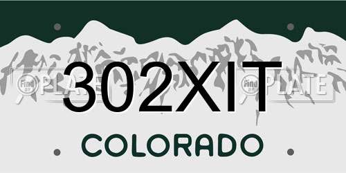 302XIT Colorado License Plate
