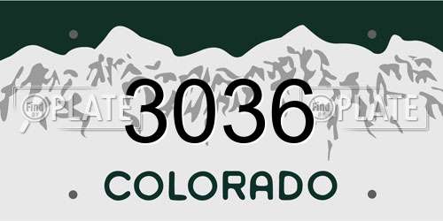3036 Colorado License Plate
