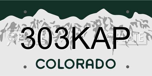 303KAP Colorado License Plate