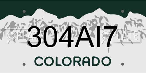 304AI7 Colorado License Plate
